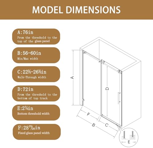 Frameless Shower Door 56-60" W view 3
