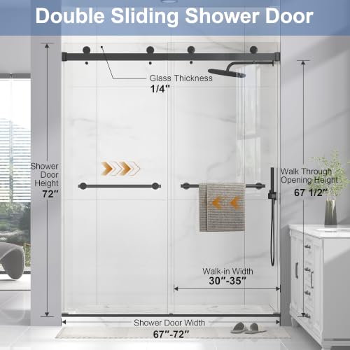 Frameless Double Sliding Shower Door view 2