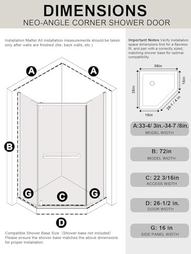Neo-Angle Corner Shower Door 36" view 2