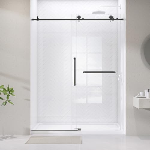 Frameless Shower Door Matte Black view 2