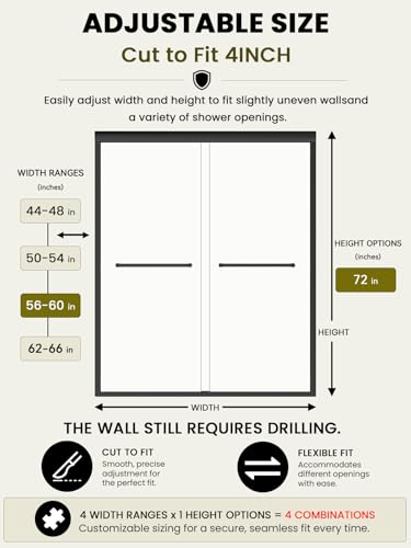 Glass Shower Door 56-60" W view 2