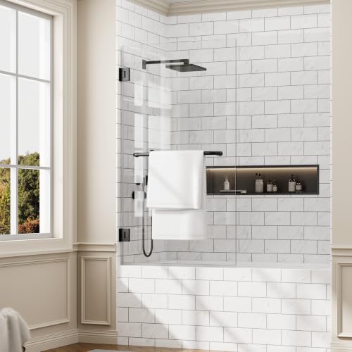 lenphilvee 34"×60" Frameless Pivot Shower
