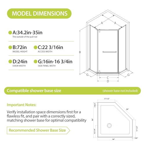 34 Neo-Angle Shower Door 34" view 2