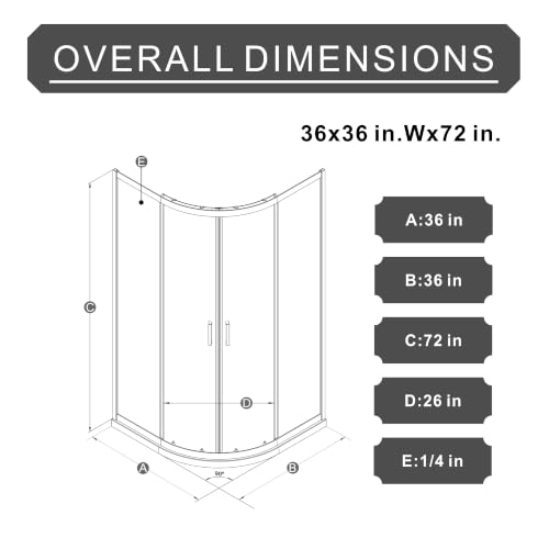 KEIKI 36"x36"x72" Corner Shower Door view 2