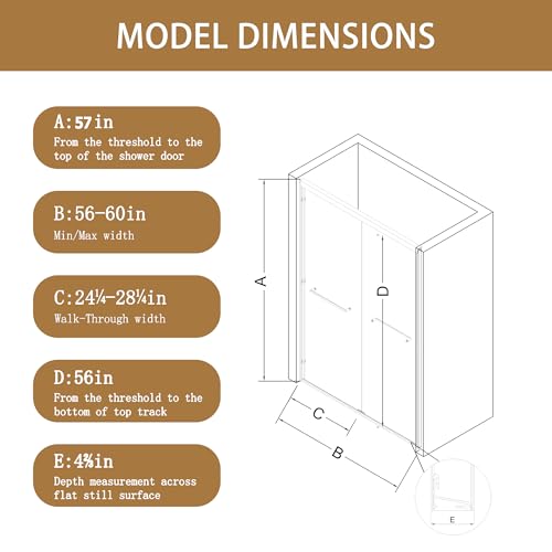 Sliding Bathtub Shower Door 56-60" view 4