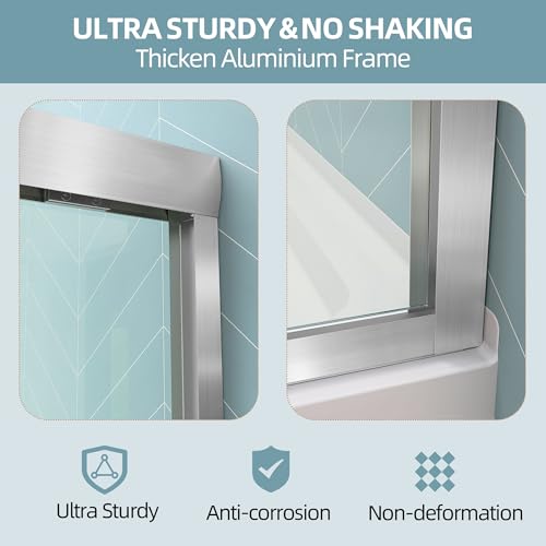 GETPRO Semi-Frameless Shower Door Double view 5