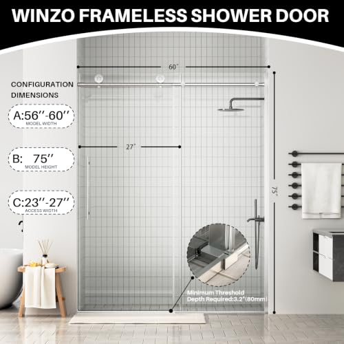 WinZo Frameless Sliding Glass Shower view 3