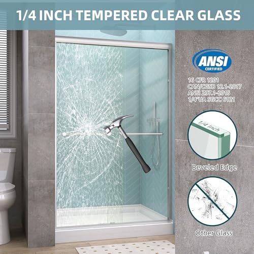 GETPRO Semi-Frameless Shower Door Double view 3