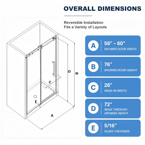 BoBliss Frameless Sliding Glass Shower view 2